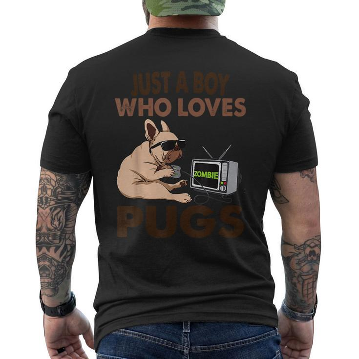 Just A Boy Who Loves Pugs Mens Back Print T-shirt