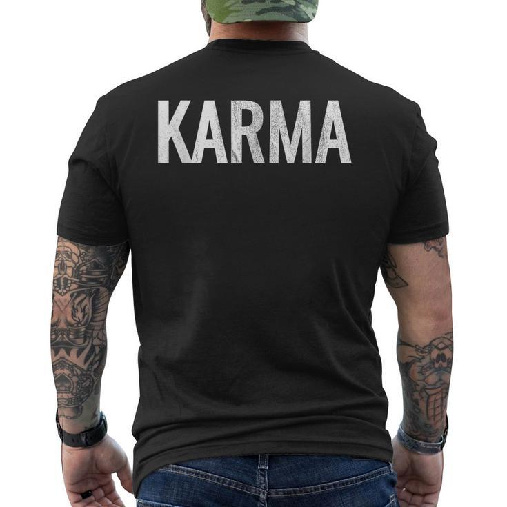Just A Karma  In Distressed Text Effect  Mens Back Print T-shirt