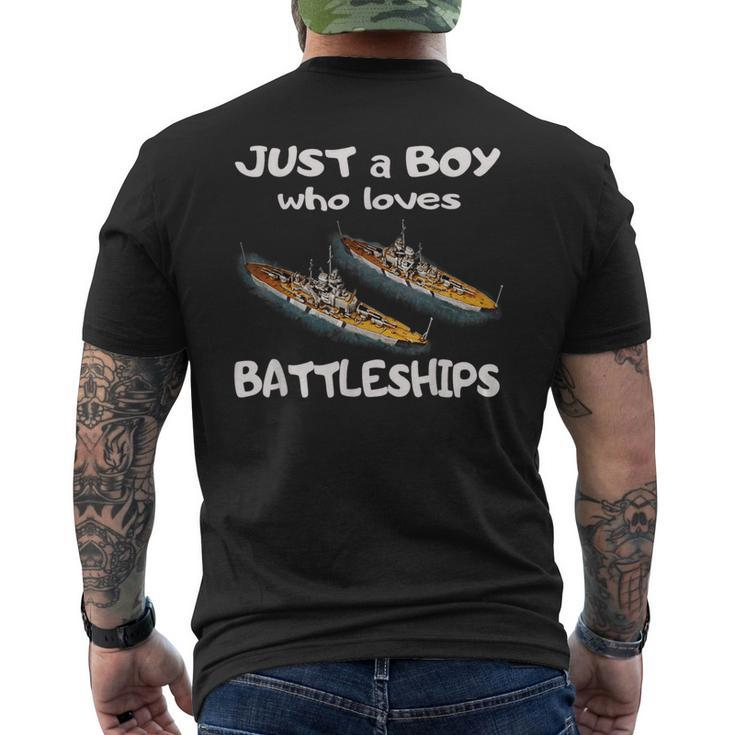 Just A Boy Who Loves Battleships & Bismarck German Ship Ww2 Men's T-shirt Back Print