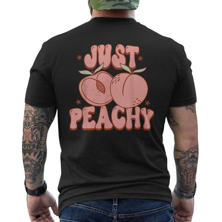Just Peachy Retro 70S Georgia Peaches Summer Fruit  Mens Back Print T-shirt