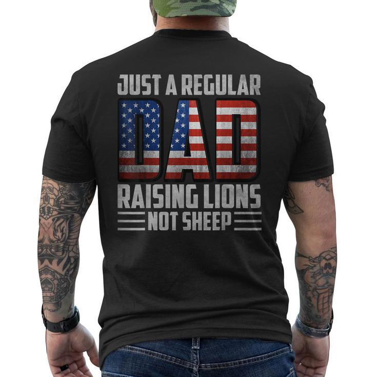 Just A Regular Dad Raising Lions For Men Patriot Men's Back Print T-shirt