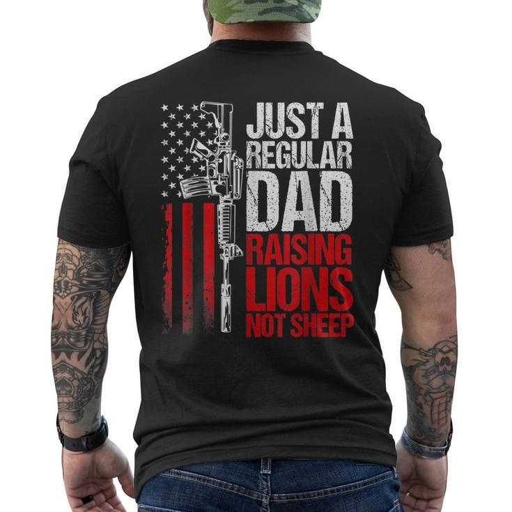 Just A Regular Dad Raising Lions Us Patriot Not Sheep Mens Men's Back Print T-shirt