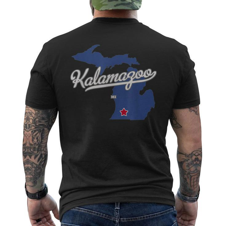 Kalamazoo Michigan Mi Map  Mens Back Print T-shirt