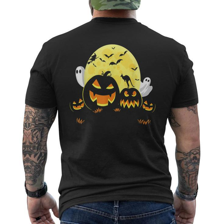 Kangaroo On Scary Pumpkin Halloween Full Moon Boo Ghost  Mens Back Print T-shirt