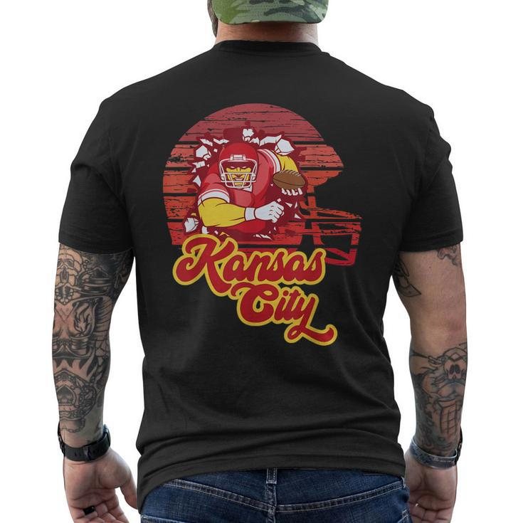Kansas City Football Retro Sunset Helmet Chief Bbq Pajamas Men's Back Print T-shirt