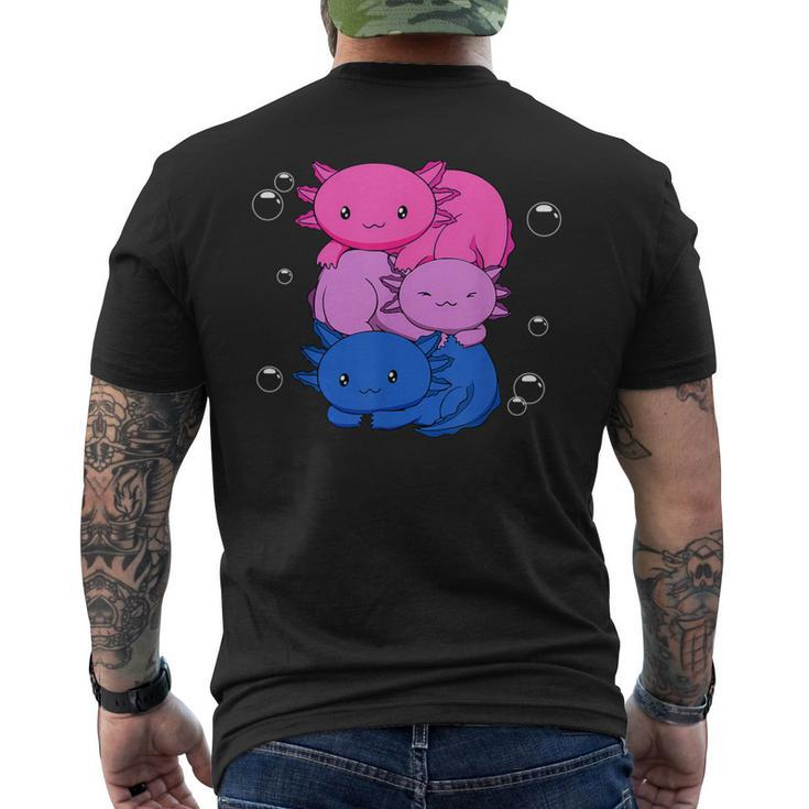 Kawaii Axolotl Pile Bisexual Pride Flag Bi Lgbtq Men's T-shirt Back Print