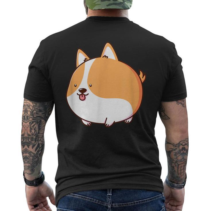 Kawaii Cute Funny Chubby Fat Chunky Corgi Dog Animal Lover  Mens Back Print T-shirt