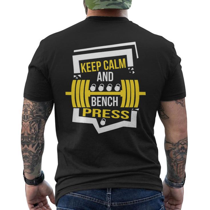 Keep Calm And Bench Press Chest Workout Gym Power Training Mens Back Print T-shirt