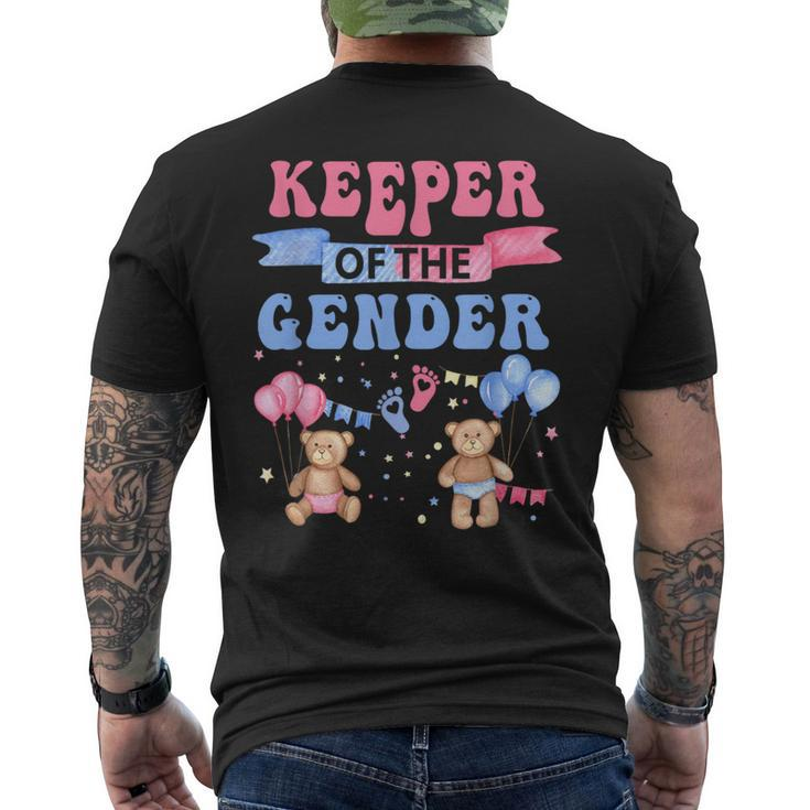 Keeper Of The Gender Reveal Baby Bear Balloons Pink Or Blue Men's T-shirt Back Print