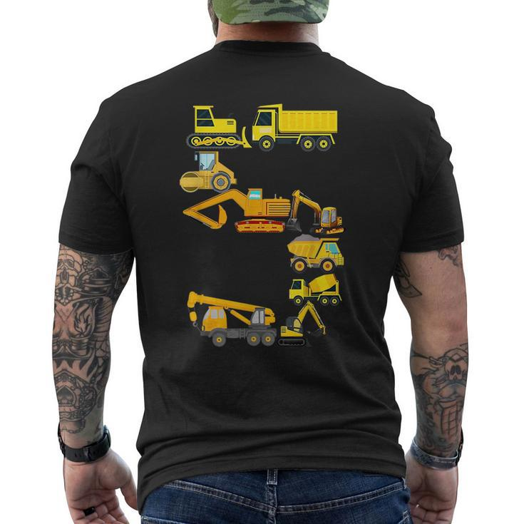Kids Construction Truck 5Th Birthday 5 Years Old Boys  Mens Back Print T-shirt