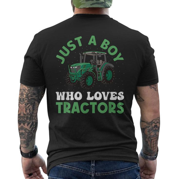 Kids Farm Lifestyle Just A Boy Who Loves Tractors  Mens Back Print T-shirt