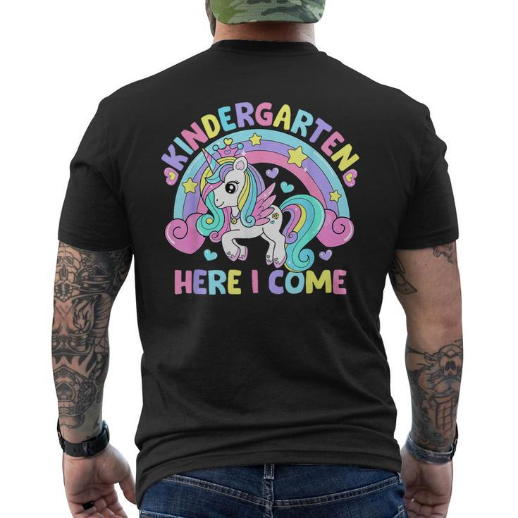 Kindergarten Here I Come Funny Unicorn Girls Back To School  Mens Back Print T-shirt