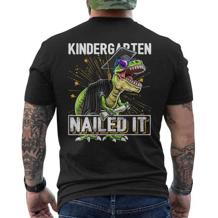 Kindergarten Nailed ItRex Dinosaur Graduation Cap Gown Men's Back Print T-shirt