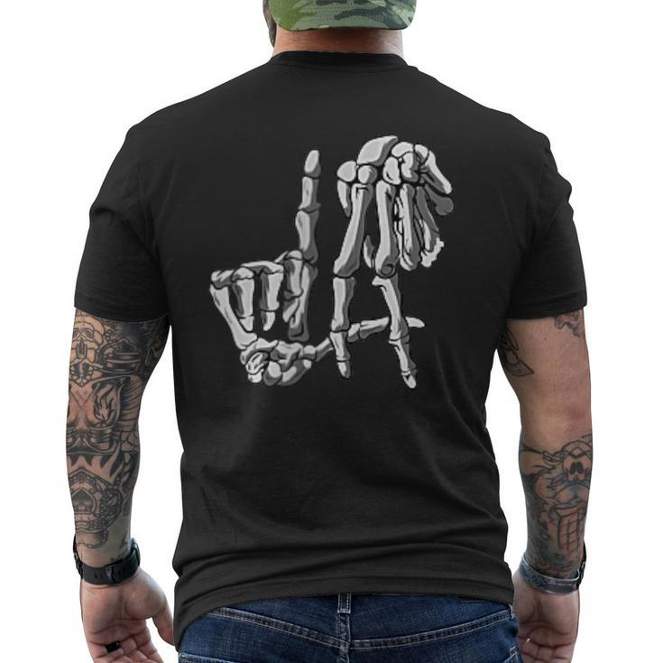 La Hands Skeleton Original Los Angeles Hand Sign Halloween Men's T-shirt Back Print