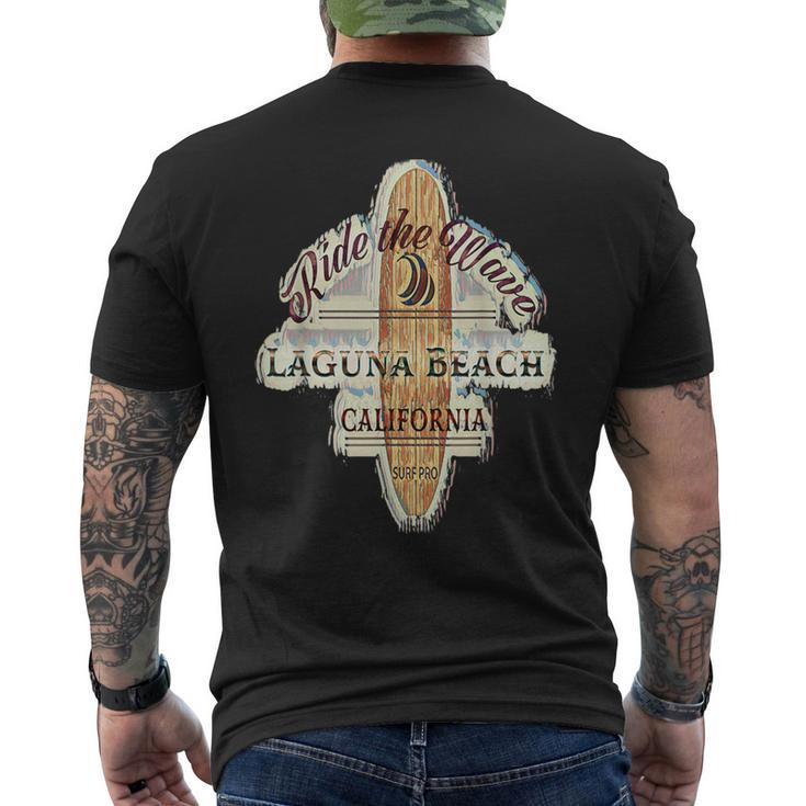 Laguna Beach Distressed Vintage Retro Surfboard Sign Men's T-shirt Back Print