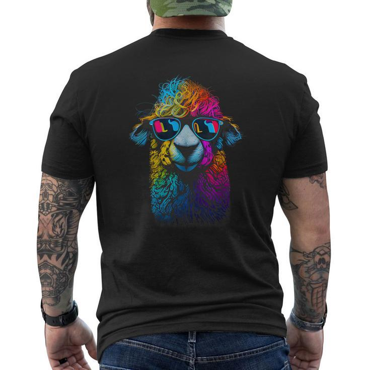 Lama Colorful Cool Alpaca Alpacalover Men's T-shirt Back Print