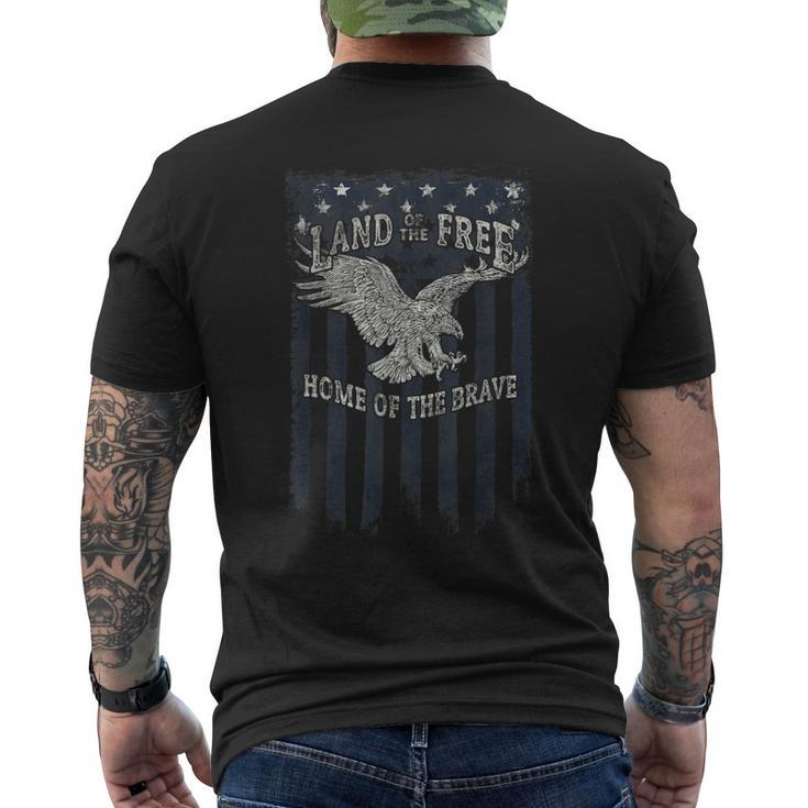 Land Of The Free Home Of The Brave Eagle Vertical Flag Men's T-shirt Back Print