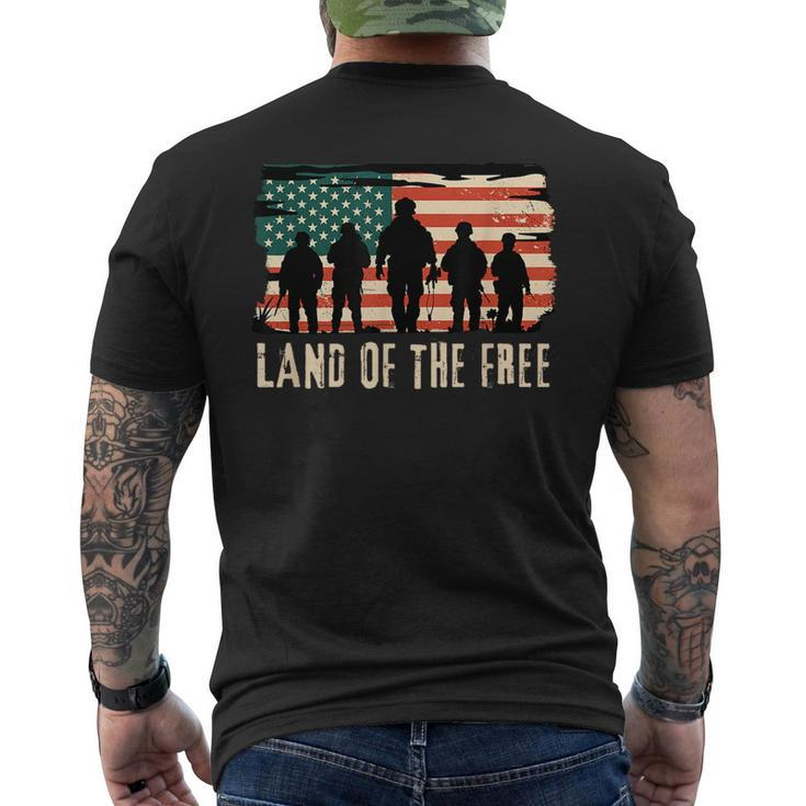Land Of The Free - Patriotic American Flag Usa 4Th Of July  Mens Back Print T-shirt