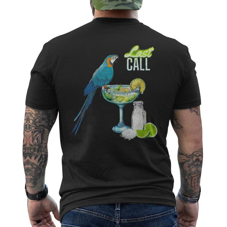 Last Call Parrot Cocktail Vacation Men's T-shirt Back Print