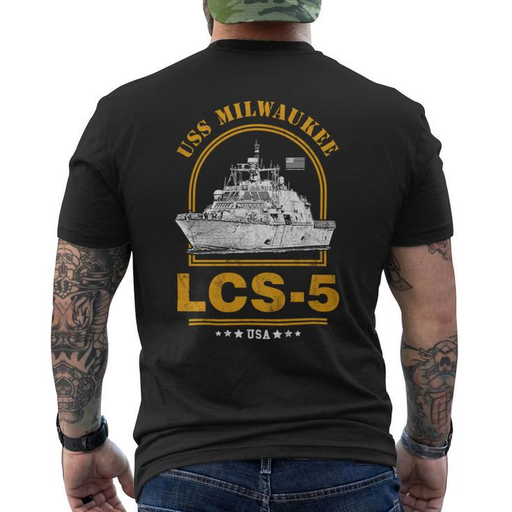Lcs-5 Uss Milwaukee Mens Back Print T-shirt