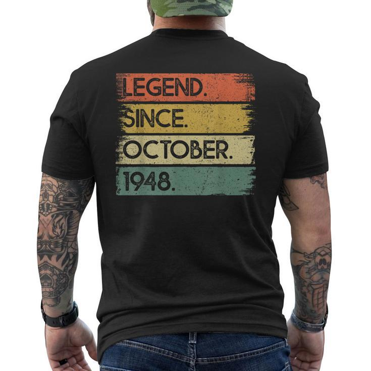 Legend Since October 1948 75 Years Old 75Th Birthday Men's T-shirt Back Print