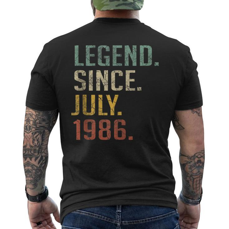Legend Since July 1986 34Th Birthday Gift 34 Year Old Mens Back Print T-shirt