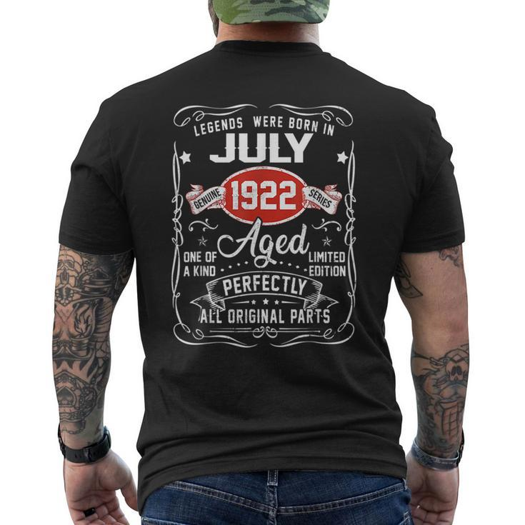 Legends Were Born In July 1922 99Th Birthday Gifts Mens Back Print T-shirt