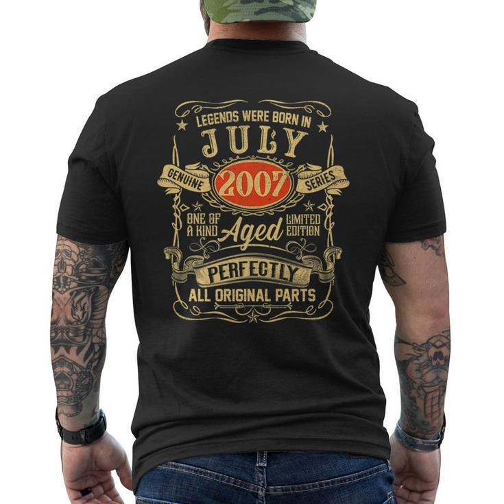 Legends Were Born In July 2007 14Th Birthday 14 Years Old Mens Back Print T-shirt