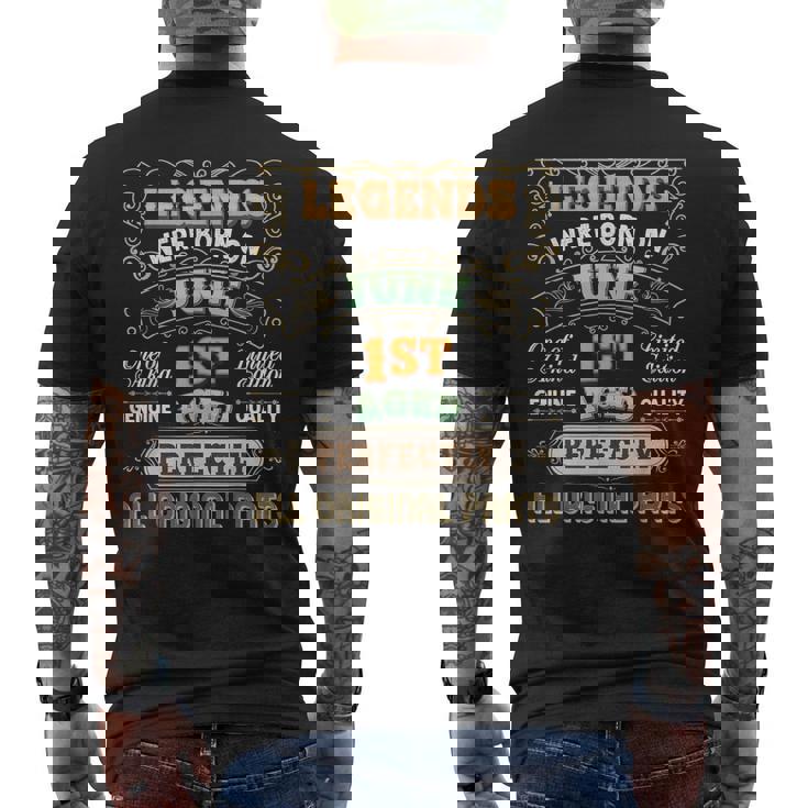 Legends Were Born On June 1 Birthday The 1St Awesome Happy  Mens Back Print T-shirt