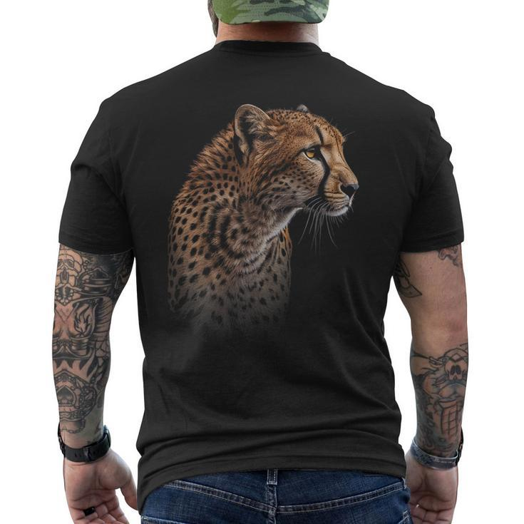 Leopard Cheetah Tiger Leopard Face Lion Cat  Mens Back Print T-shirt