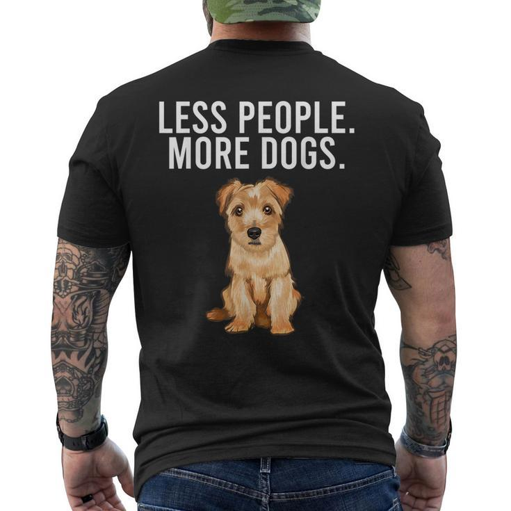 Less People More Dogs Norfolk Terrier Funny Introvert  Mens Back Print T-shirt