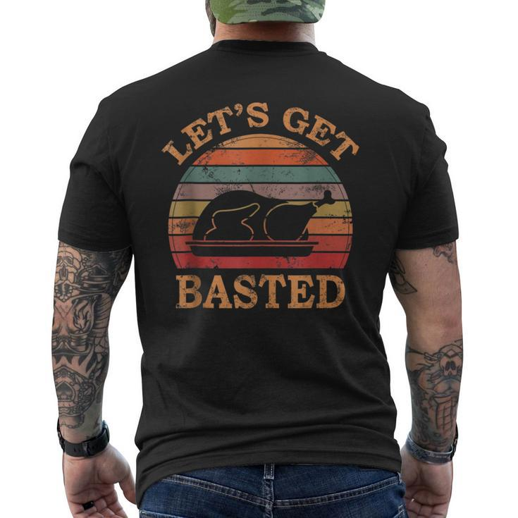 Let's Get Basted Thanksgiving Costume Leg Turkey Day Retro Men's T-shirt Back Print