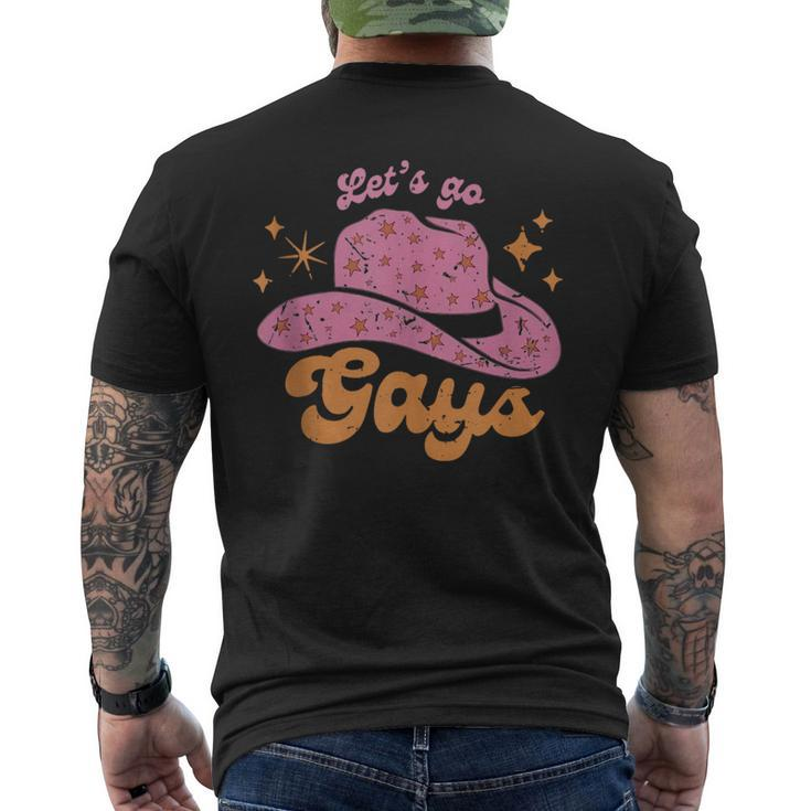 Lets Go Gays Lgbt Pride Cowboy Hat Retro Gay Rights Ally  Mens Back Print T-shirt