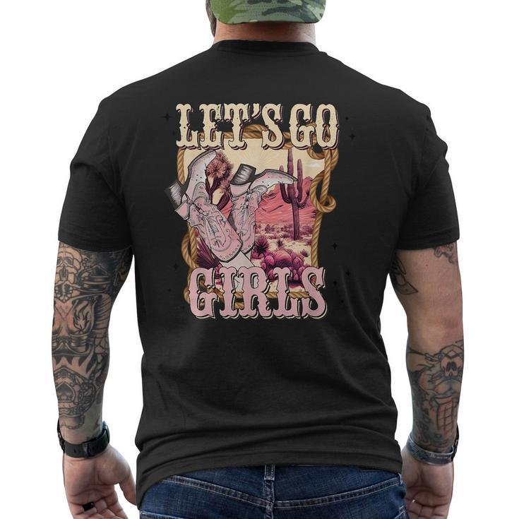 Lets Go Girl Cowboy Pink Boot Retro Western Country  Mens Back Print T-shirt