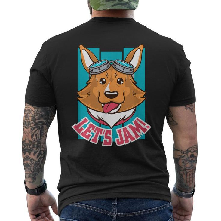Let's Jam Corgi Dog Men's T-shirt Back Print