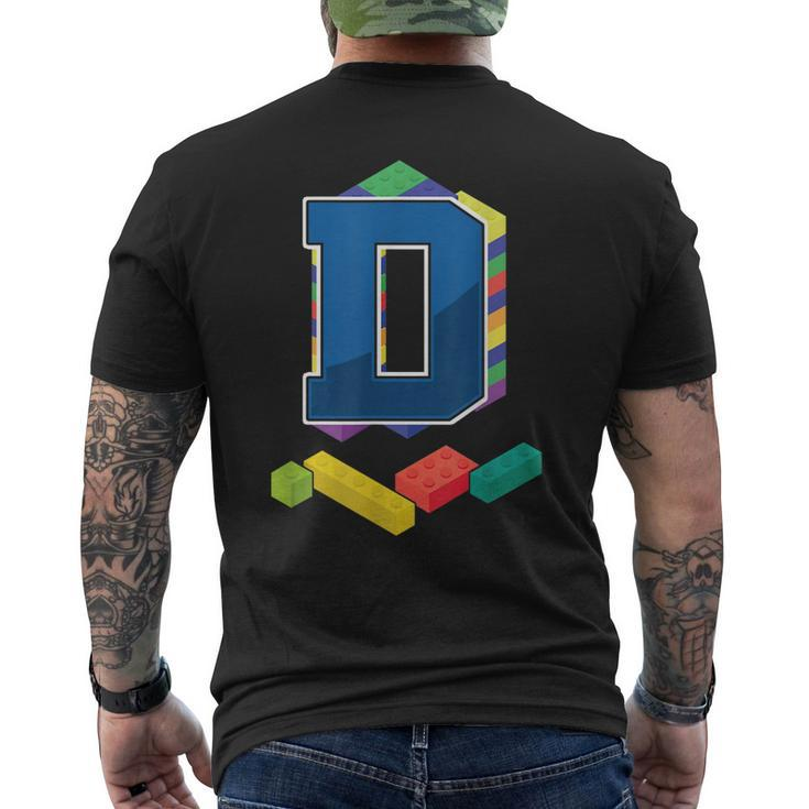 Letter D Master Builder Alphabet Last Name Building Blocks Men's Back Print T-shirt