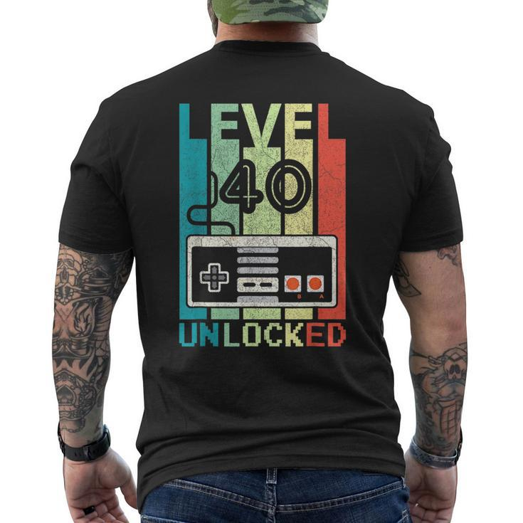 Level 40 Unlocked  Video Gamer 40Th Birthday Gifts 40Th Birthday Funny Gifts Mens Back Print T-shirt