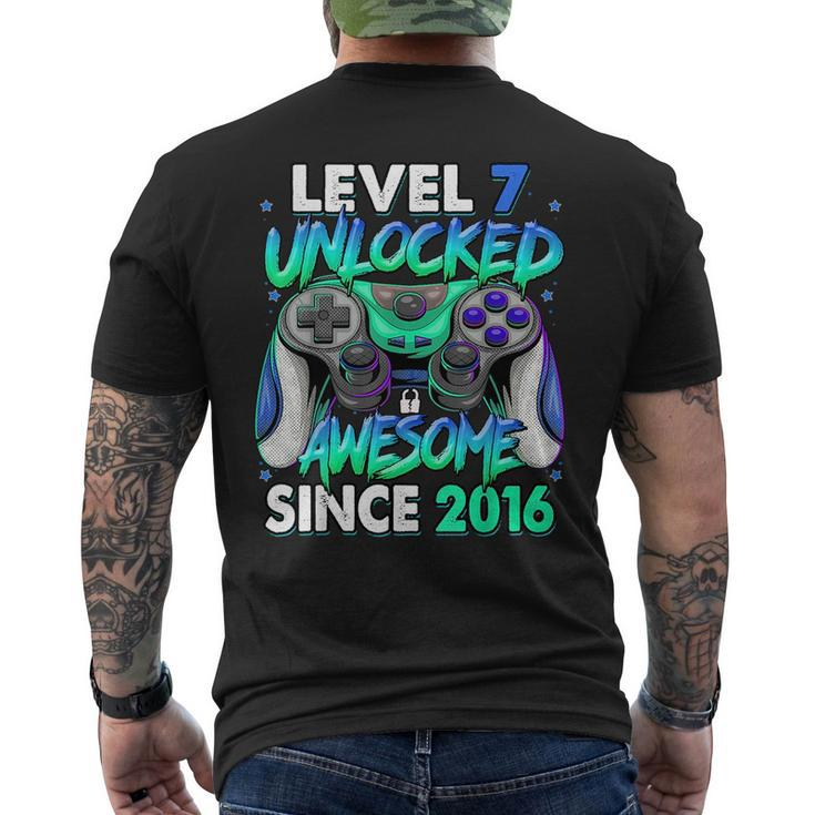 Level 7 Unlocked Awesome Since 2016 7Th Birthday Gaming Kids  Mens Back Print T-shirt
