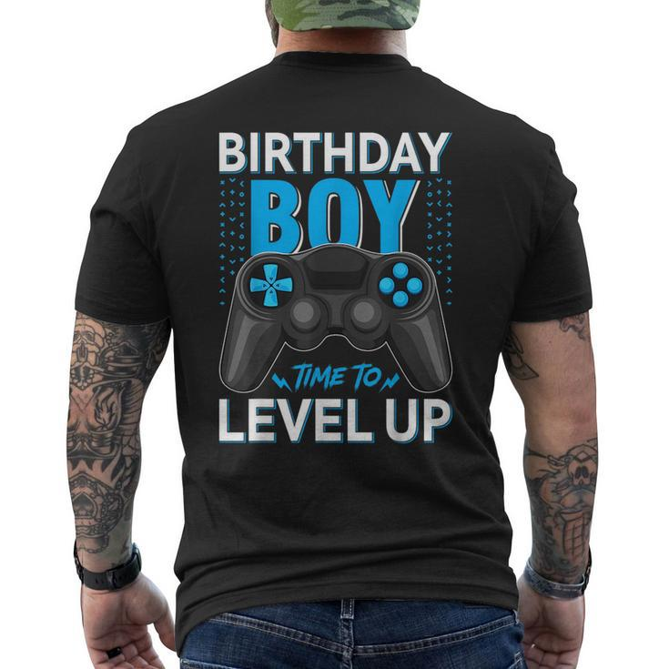 Level Up Birthday Boy Gamer  Kids Party Video Game Gift Mens Back Print T-shirt