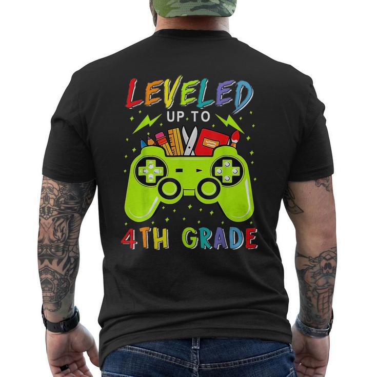 Leveled Up To 4Th Grade Gamer Back To School First Day Boys Mens Back Print T-shirt