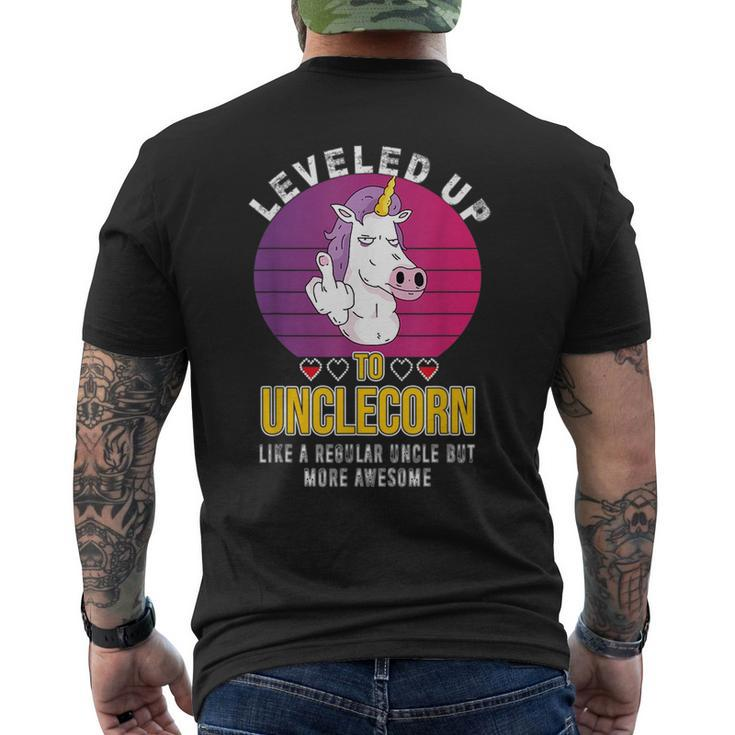 Leveled Up To Unclecorn Like Regular Uncle But More Awesome Funny Gifts For Uncle Mens Back Print T-shirt