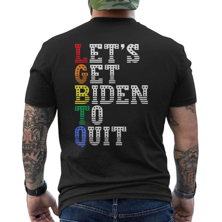 Lgbtq Anti Biden Lets Get Biden To Quite Men's T-shirt Back Print