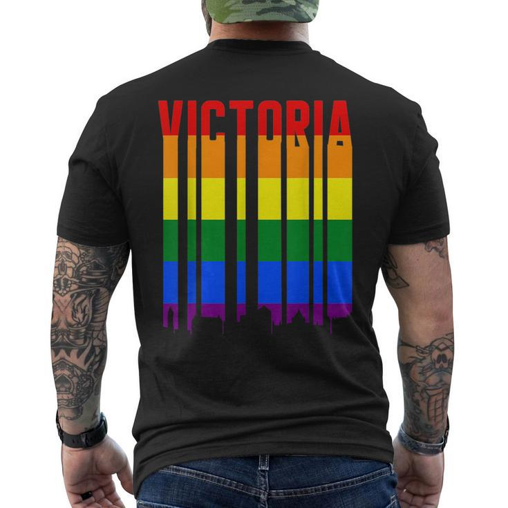 Lgbtq Vintage Pride Skyline Of Victoria Canada Victoria  Mens Back Print T-shirt