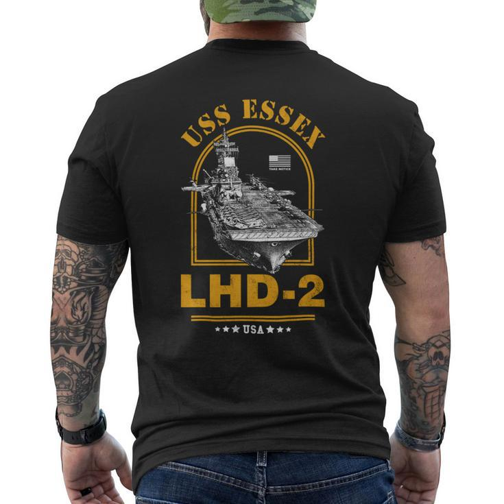 Lhd-2 Uss Essex Mens Back Print T-shirt