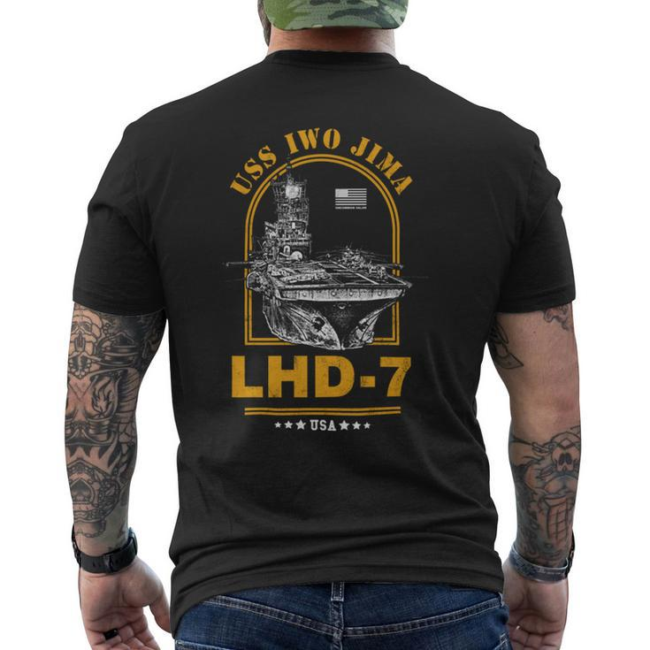Lhd-7 Uss Iwo Jima Mens Back Print T-shirt