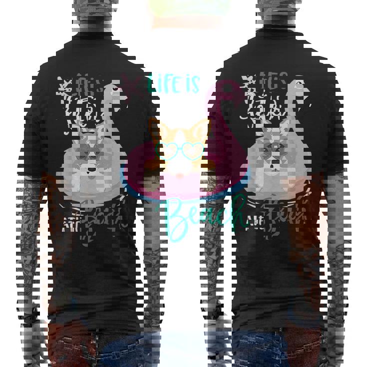 Life Is Better At The Beach Summer Vacation Corgi Mens Back Print T-shirt