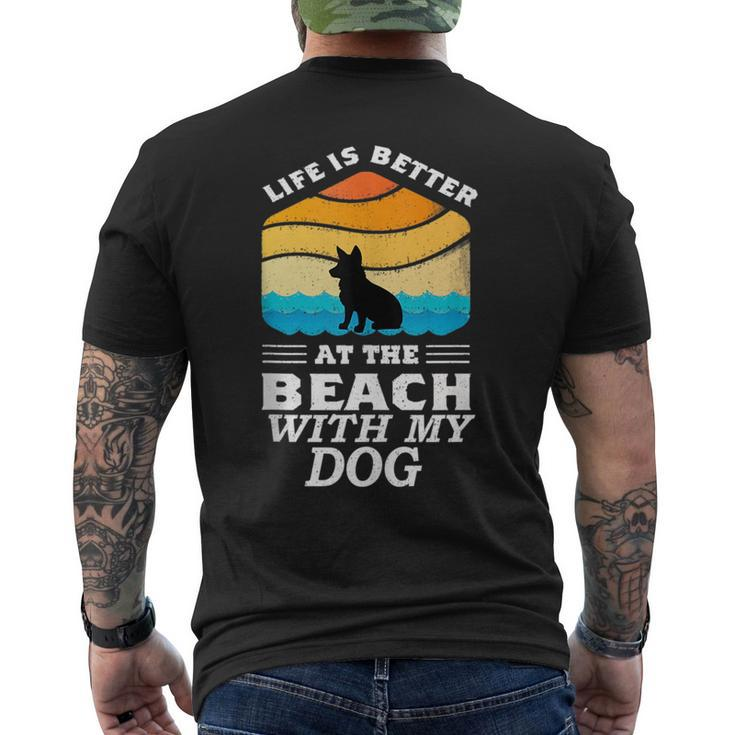 Life Is Better At The Beach With My Dog Corgi Lovers Graphic  Mens Back Print T-shirt