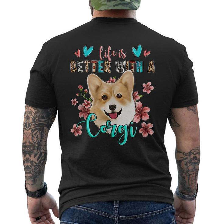 Life Is Better With A Corgi Western Leopard National Pet Day  Mens Back Print T-shirt