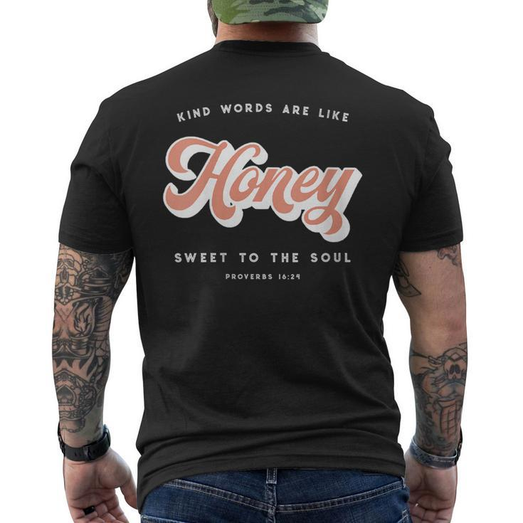 Like Honey Sweet To The Soul Proverbs 1624 Bible Verse  Mens Back Print T-shirt
