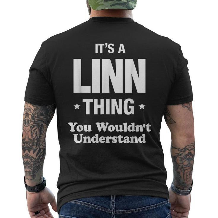 Linn Thing Family Surname Last Name Funny Funny Last Name Designs Funny Gifts Mens Back Print T-shirt